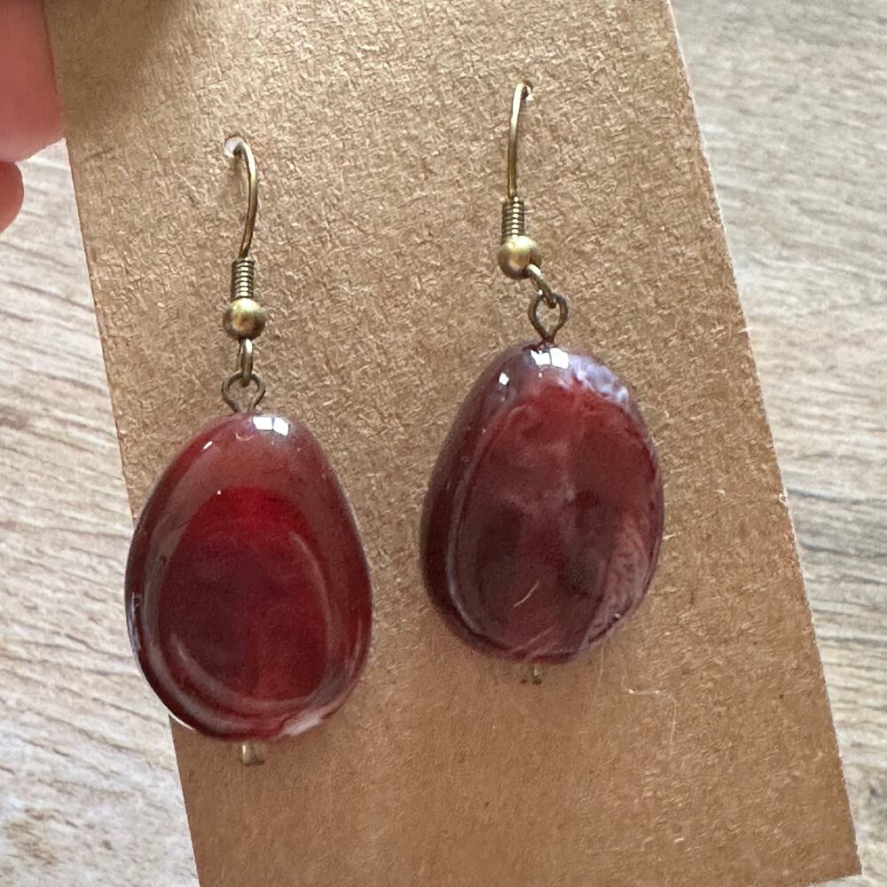 BOGO FREE RED BEAD STONE EARRINGS